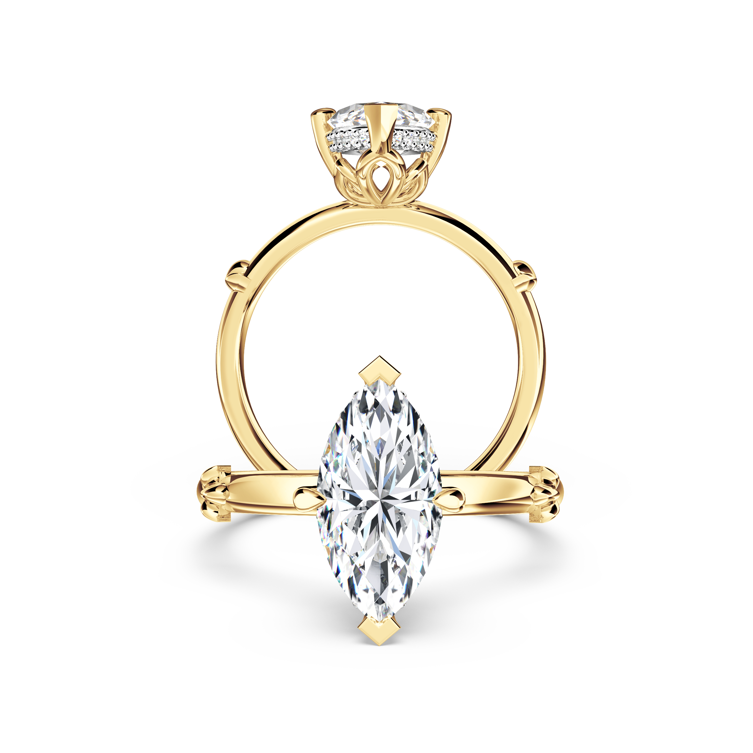 Secret Halo Marquise Diamond Ring