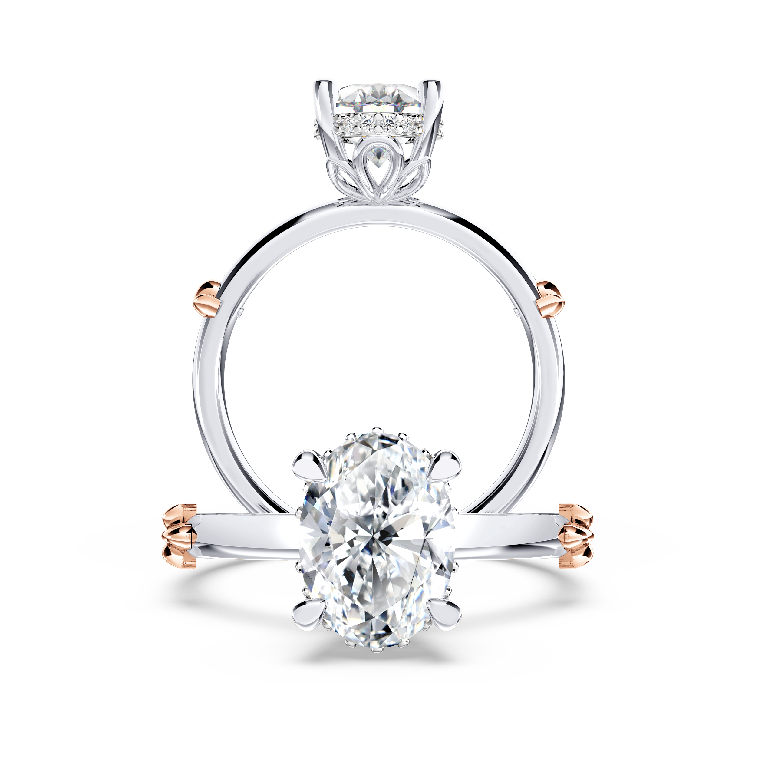 Secret Halo Oval Diamond Ring