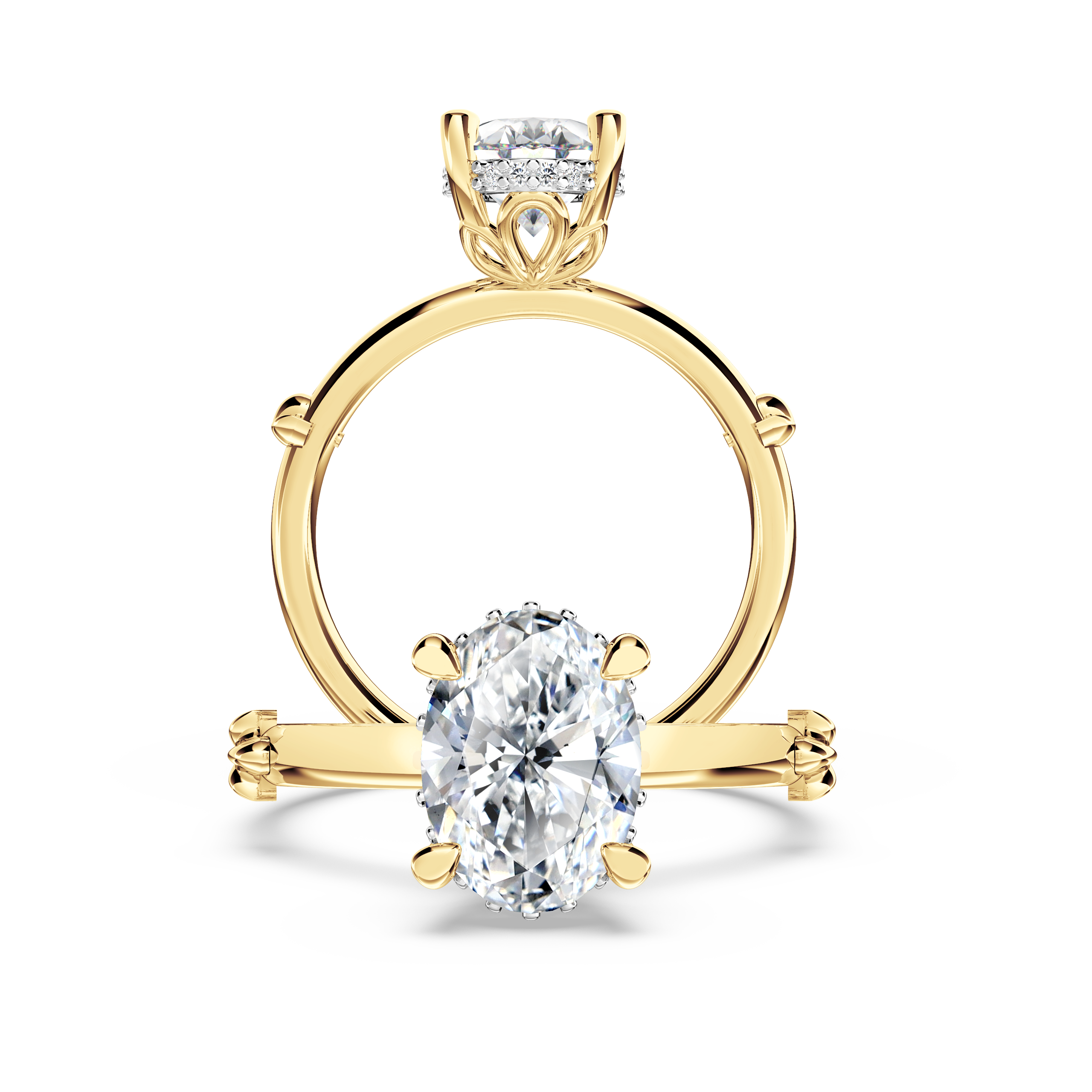 Secret Halo Oval Diamond Ring