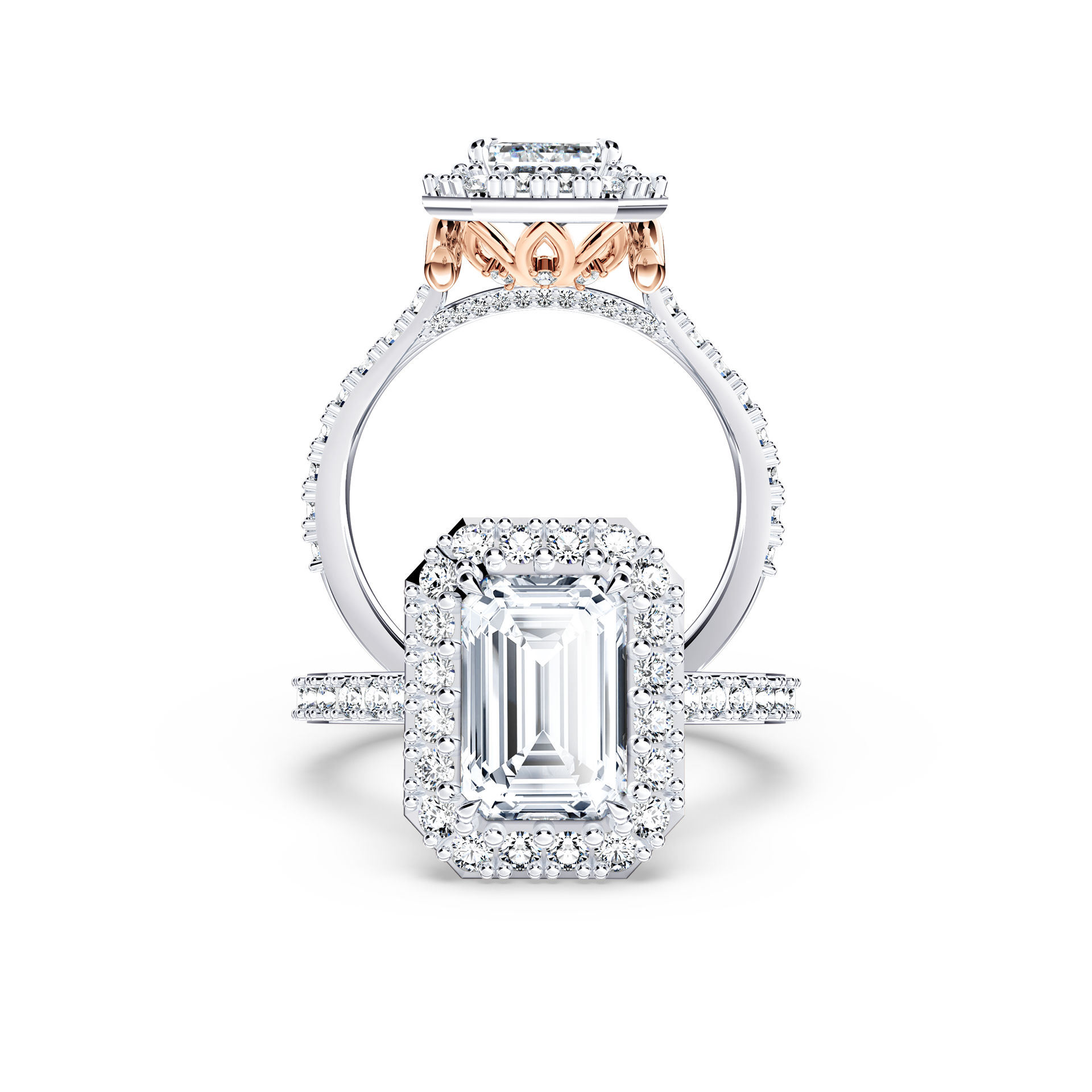Angel Halo Emerald Diamond Ring