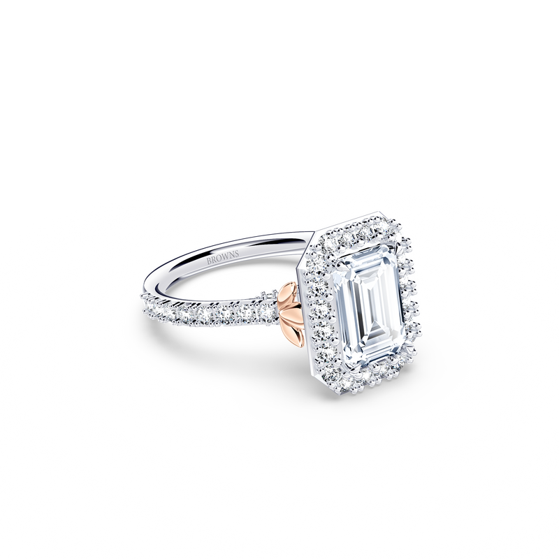 Angel Halo Emerald Diamond Ring