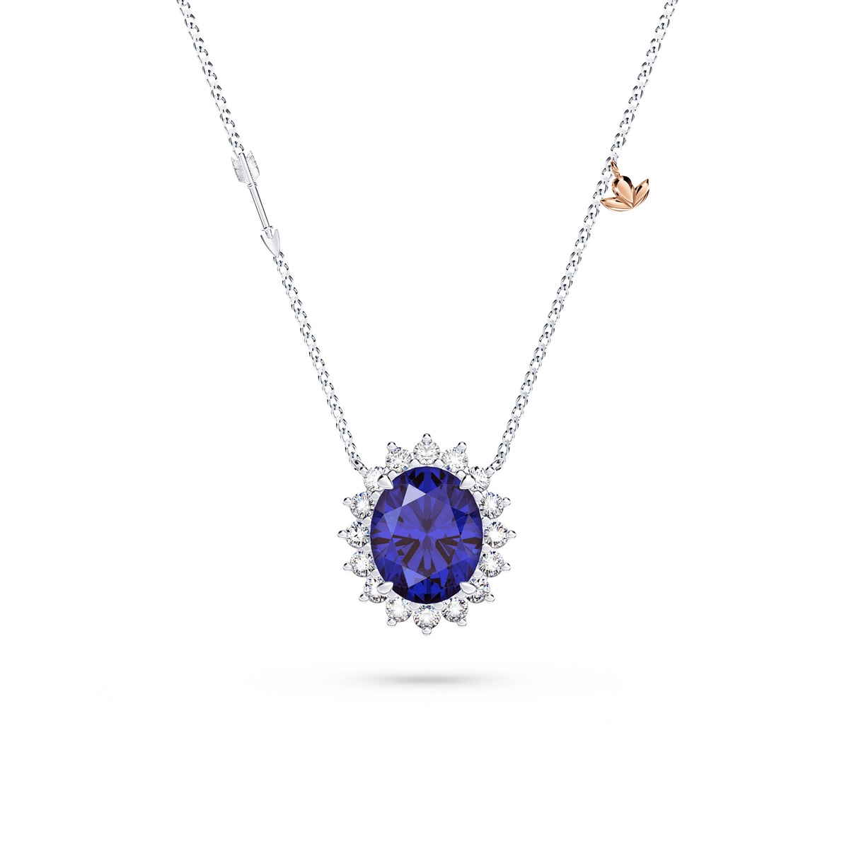 Royal Tanzanite and Diamond Cluster Necklace - Medium