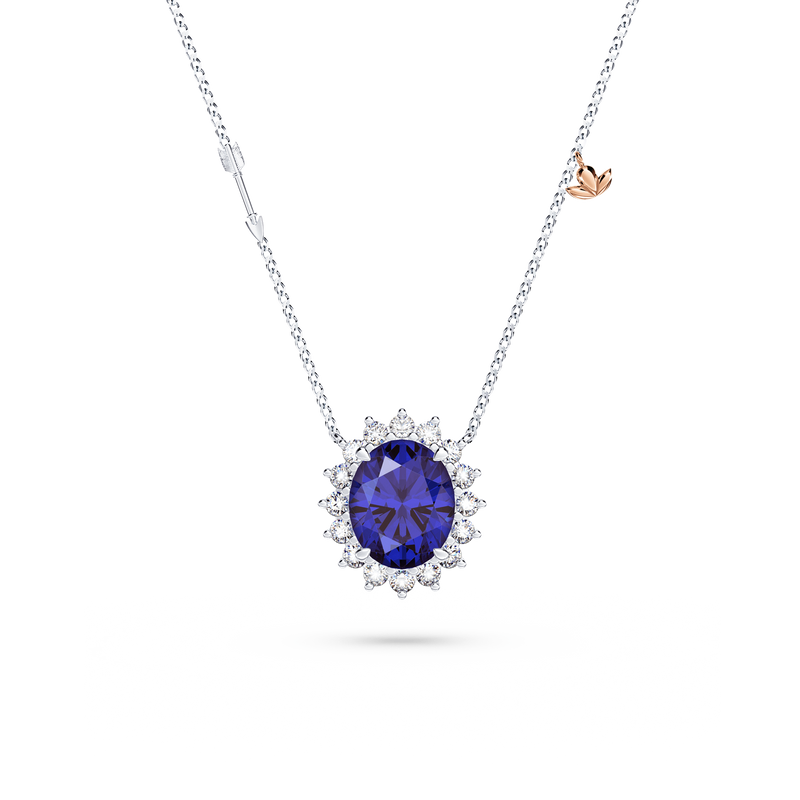Royal Tanzanite and Diamond Cluster Necklace - Medium
