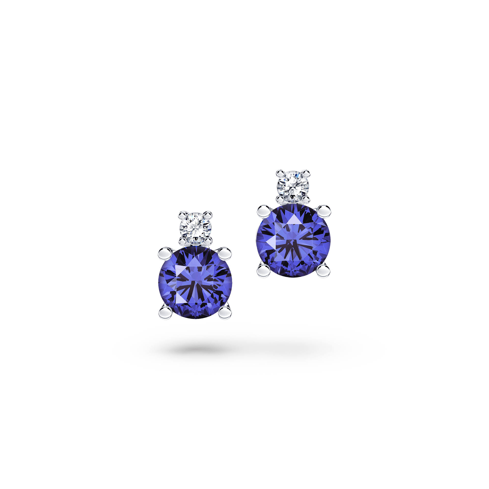 Royal Tanzanite and Diamond Stud Earrings