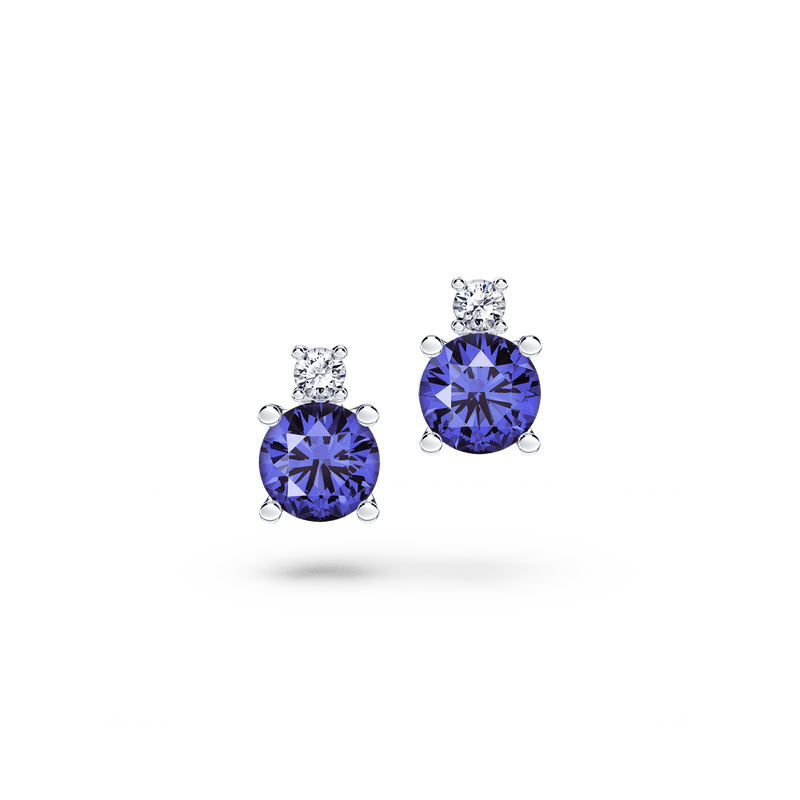 Royal Tanzanite and Diamond Stud Earrings