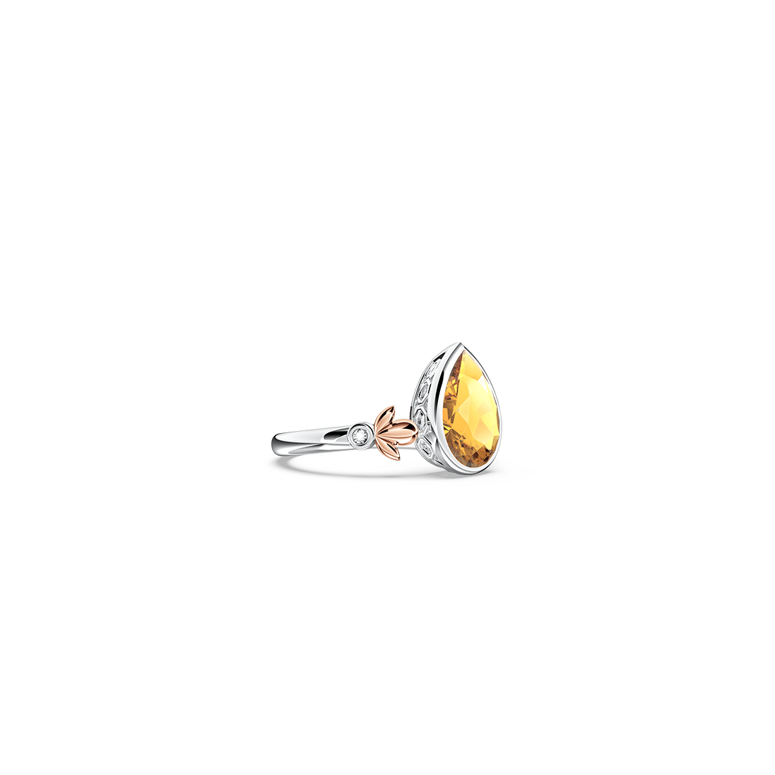 My First Angel Citrine and Diamond Ring