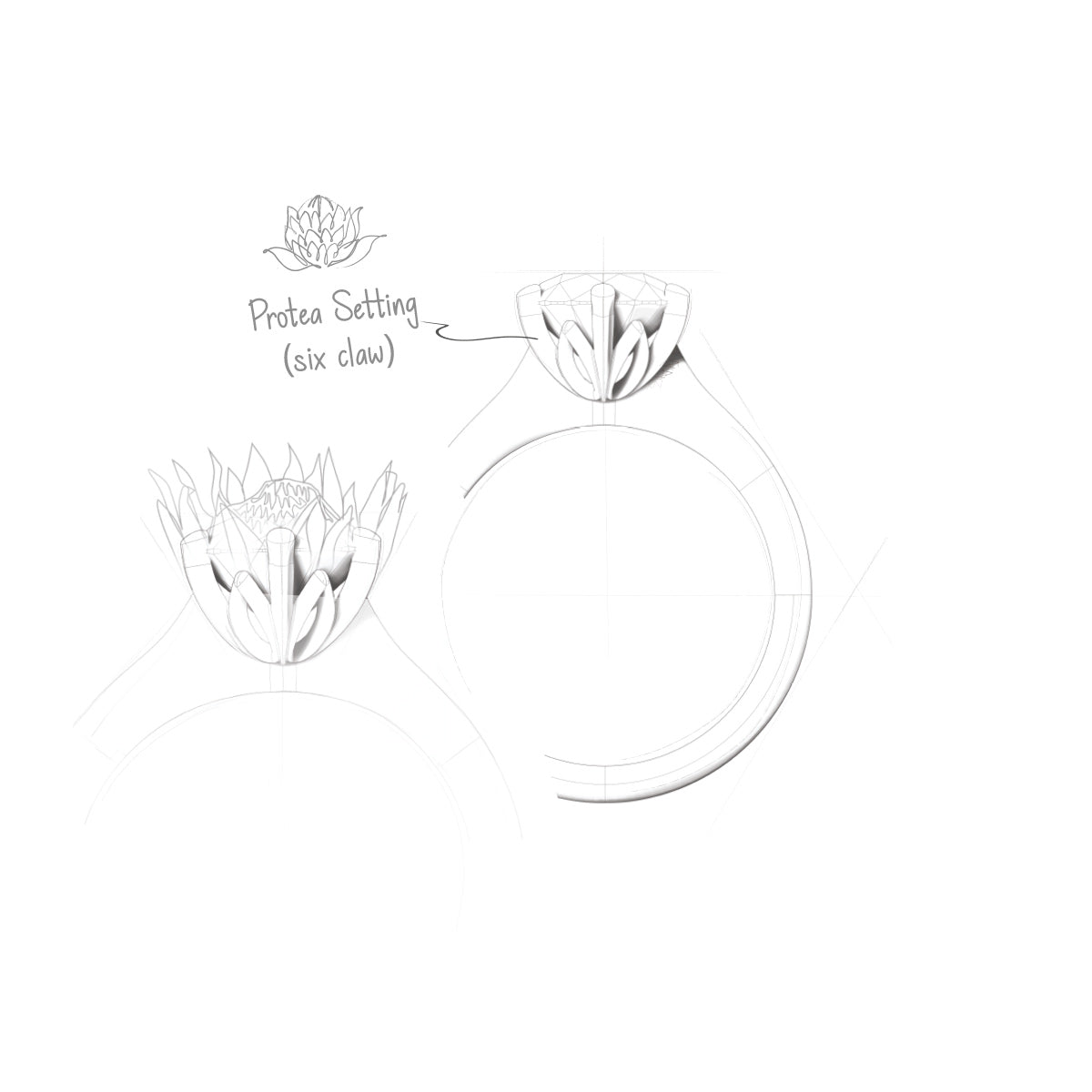 Protea Solitaire Round Brilliant Diamond Ring