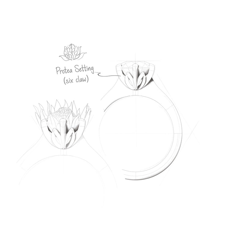 Protea Solitaire Round Brilliant Diamond Ring