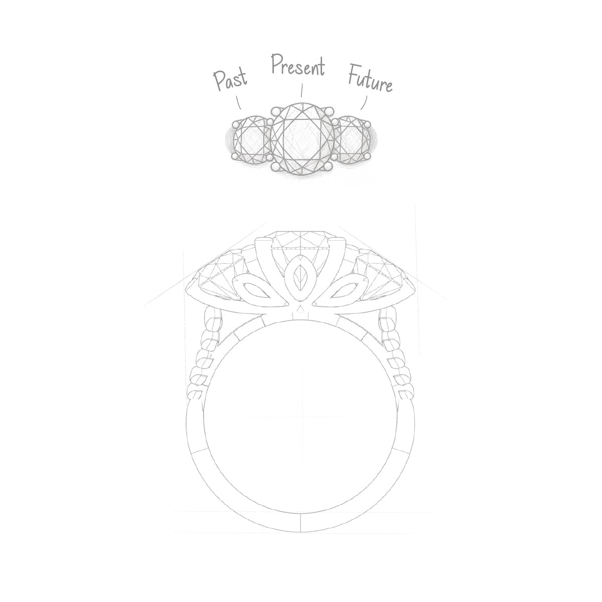 Protea Trilogy Round Brilliant Diamond Ring