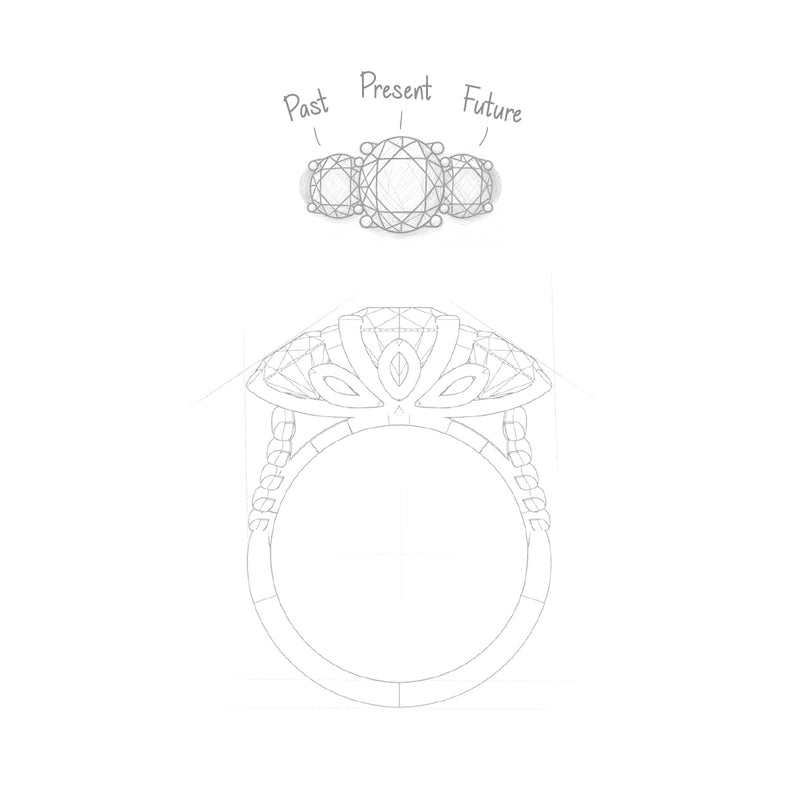 Protea Trilogy Round Brilliant Diamond Ring