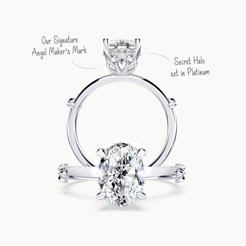 Secret Halo Oval Diamond Ring