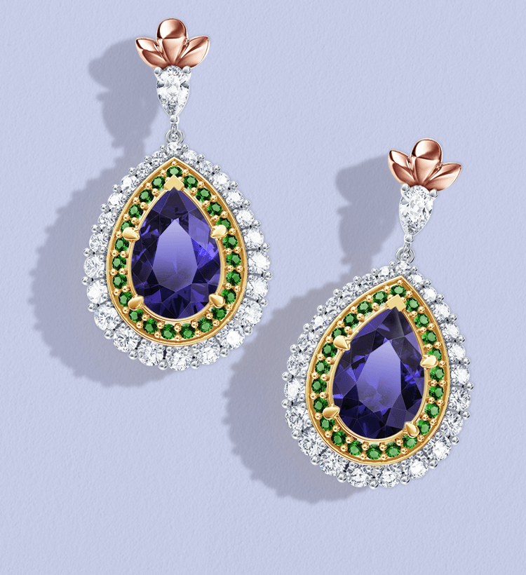 Original Angel Royal Tanzanite Peacock Earrings