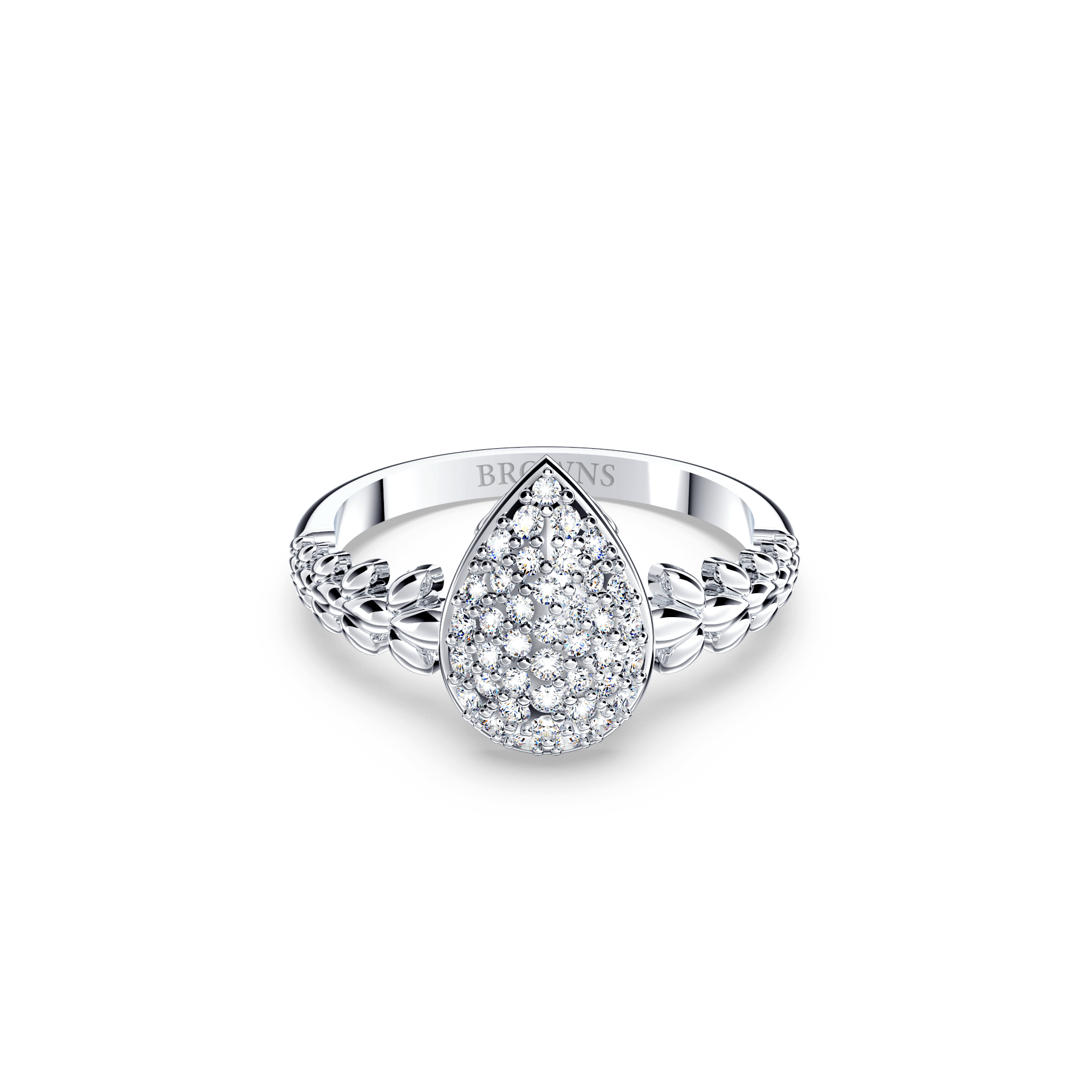 Pear Shaped High Set Milgrain diamond Engagement Ring In 14K Rose Gold |  Fascinating Diamonds