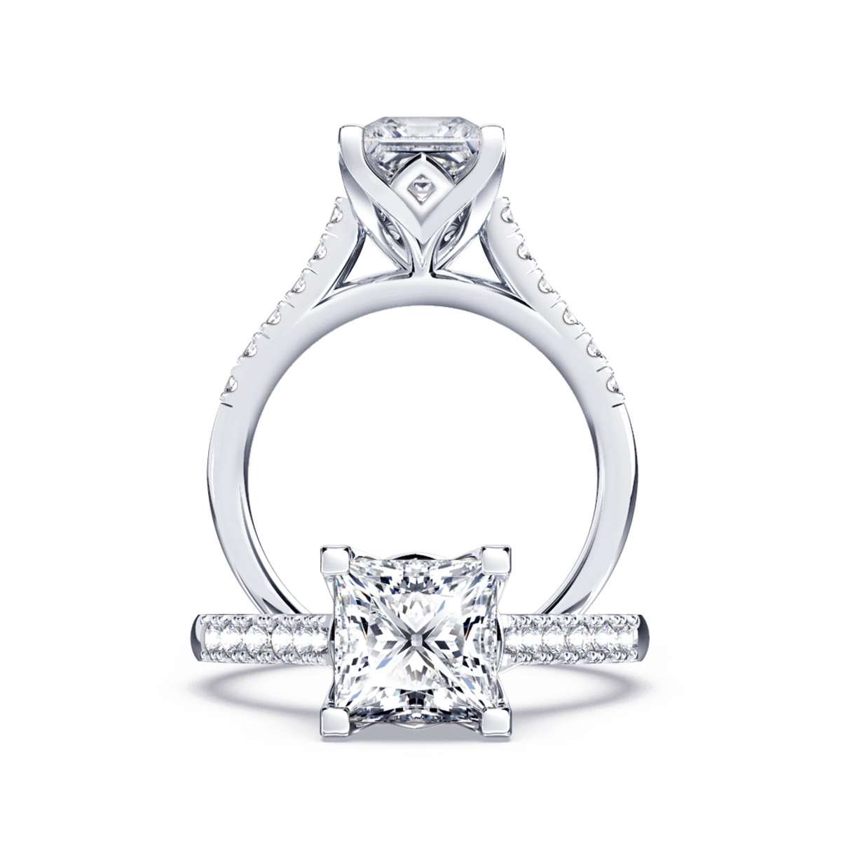 Princess Cut Moissanite Engagement Ring Yellow Gold Unique Woman Diamond  Bridal Ring - MollyJewelryUS