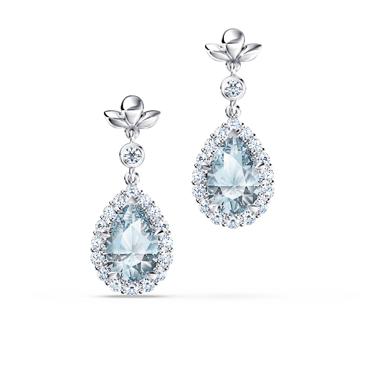 18ct White Gold Aquamarine Diamond Drop Earrings 1.92cts 00830013 | Orton  Jewellery